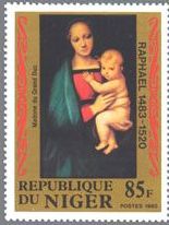 ラファエロ　ルネサンス 絵画切手　ニジェール　　『大公の聖母』