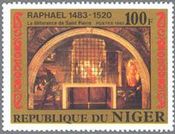 ラファエロ　ルネサンス 絵画切手　ニジェール　『聖ペテロの解放』