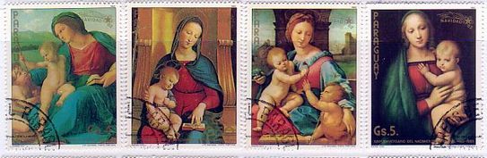 ラファエロ　ルネサンス　絵画切手　アルドブランディーニの聖母　聖母子像（パラグアイ）
