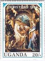 バロック　絵画　ルーベンス　切手　ウガンガ　『聖グレゴリーと聖人達』