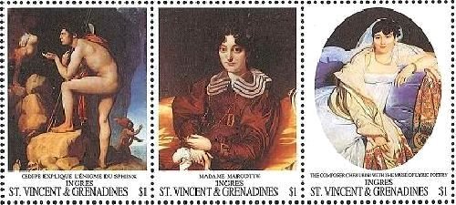 新古典派　アングル　絵画　『マダムリヴィエールの肖像（Portrait of Mademoiselle Riviere ）』、『オイデップスとスフィンクス』、『Madame Marie Marcotte』、『マダムリヴィエール』