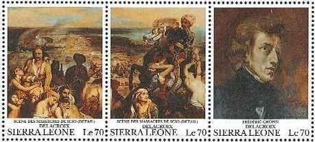 ロマン派　ドラクロワ　絵画　『キオス島の虐殺（Scenes des massacres de Scio）』、『フレデリック・フランソワ・ショパンの肖像』