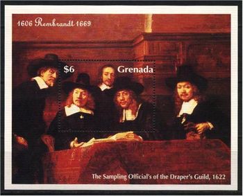 『アムステルダムの織物商組合の見本調査官たち』 1661年　（The Sampling Officials of the Amsterdam Draper's Guild）　レンブラント　バロック