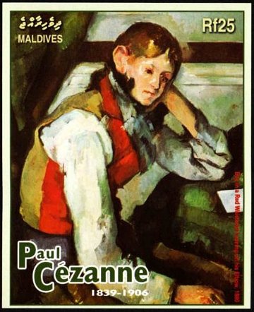 セザンヌ（Cezanne）『肘をつきながら勉強する赤いベストの少年』(モルジブ、2004年）セザンヌ