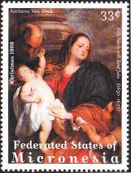 『聖ジョンと聖なる家族』、『聖母子』、『聖母子と2人の寄贈者』(ミクロネシア、1999年､クリスマス,ヴァン・ダイク）