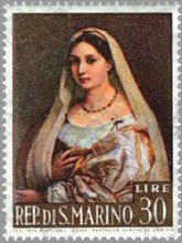 『ヴェールを被る婦人の肖像（ラ・ヴェラータ）』（サンマリノ、1963年）　ラファエロ