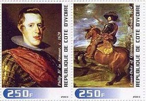 バロック　ベラスケス画　『フェリペ4世の肖像（シルバー・フィリップ、Filipe IV）』切手