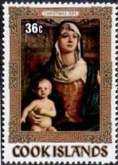 ベッリーニ　『子供を抱き玉座に座る聖母』（クック諸島、1984年）