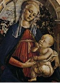 ウフィツィ美術館　『聖母子（薔薇園の聖母』　ボッティチェッリ