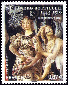 『春（ラ・プリマベーラ、La Primavera）』　ボッティチェッリ(フランス、２０１０年）　フローラと三美神