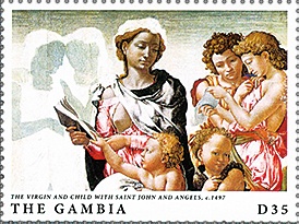 ミケランジェロの「聖母子と聖ヨハネと天使」（マンチェスターの聖母、ロンドン・ナショナル・ギャラリー）