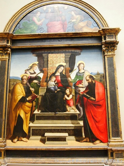 ラファエロの絵画　『玉座の聖母子と５聖人　（コロンナの祭壇画） 』