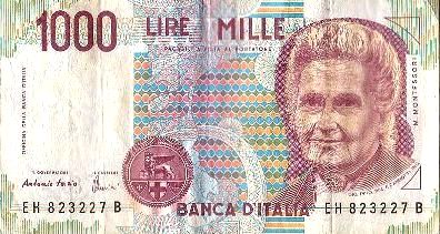 イタリア　リラ　イタリアでは2002年1月1日：エウロ（ユーロ）硬貨と紙幣の流通が開始します。2002年2月28日まで、リラとエウロの両通貨が併用されます。