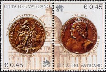 バチカン市国のコインとサン・ピエトロ大聖堂