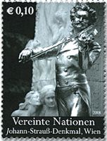 ヨハン・シュトラウス像（ウィーン市立公園、国連)　世界遺産