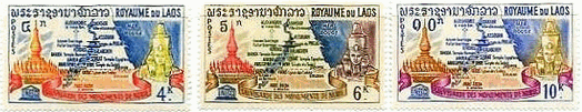 エジプト　アブ・シンベルからフィラエまでのヌビア遺跡群　世界遺産　切手　カンボジア