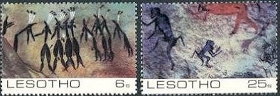 "Trance Dancers"; "Baboons, Sehonghong Thaba Tseka;" "Hunter attacking mountain reedbuck, Makhetha Berera;" and "Eland, Leribe."