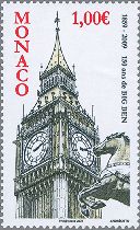 ロンドン、ウェストミンスター宮殿の時計台。1859年５月31日以来稼働。(モナコ,2009年）　ビッグベン