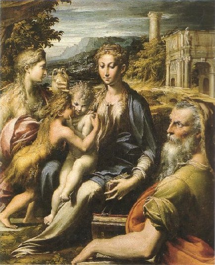 聖母子と聖ザカリヤ、マグダラのマリア、幼児聖ヨハネ（Madonna col Bambino, san Zaccaria, la Maddalena e san Giovannino） 1530年頃