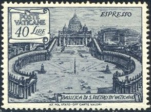 サン・ピエトロ大聖堂とサン・ピエトロ広場の鳥瞰図