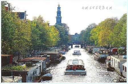 アムステルダムで購入した絵葉書から「アムステルダムの運河と風景」　