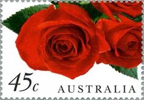 LOVE切手（オーストラリア、1999年）　真紅のバラの花