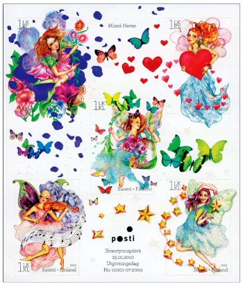 バレンタイン／妖精　５つのモチーフ「花、ハート、蝶、音楽、星」と妖精（フィンランド、2010年）