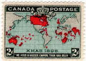 1898年カナダ世界地図　切手　クリスマス