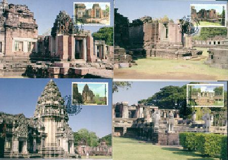 タイ　マキシムカード　絵葉書 遺跡　遺産　世界　クメール　ピーマイ歴史公園
