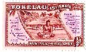 トケラウ（トカラ列島）の地図、切手