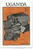 方鉛鉱（galena）　ウガンダ　切手